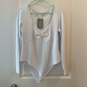 H&M Ribbed White Bodysuit